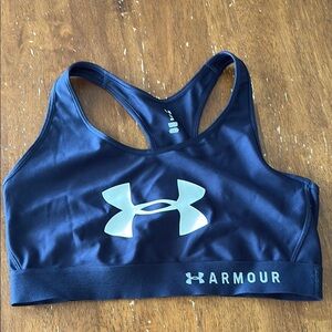 Under Armour Dark Blue Sports Bra with White Logo